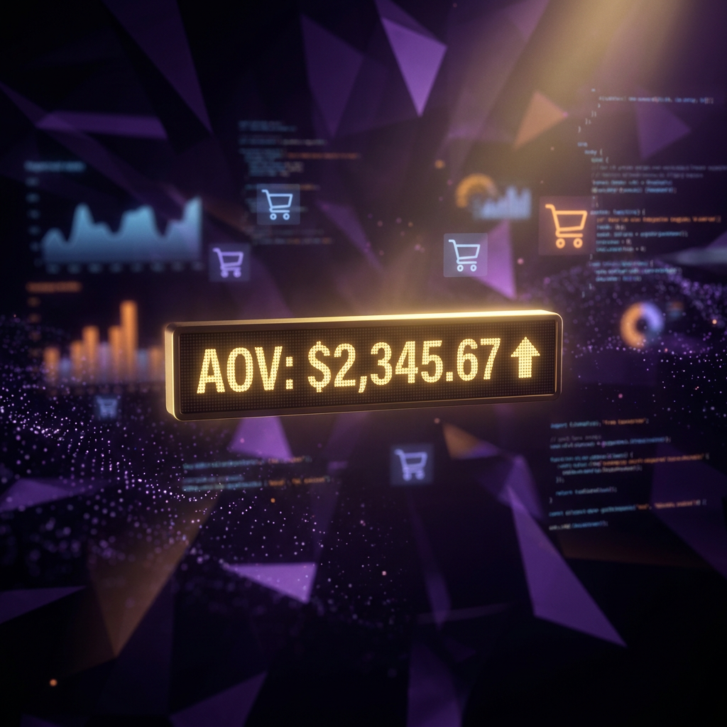 Abstract visualisation of creator marketing ROI metrics rising in deep purple and black cinematic editorial style